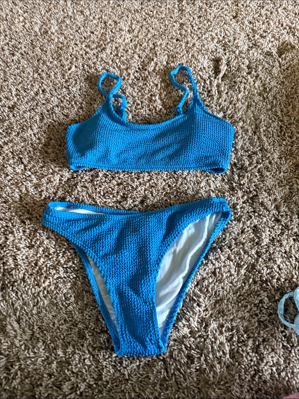 Amazon Blue Textured Women's Bikini Two-Piece Set